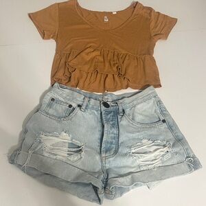 Tobi Light Blue Denim Shorts